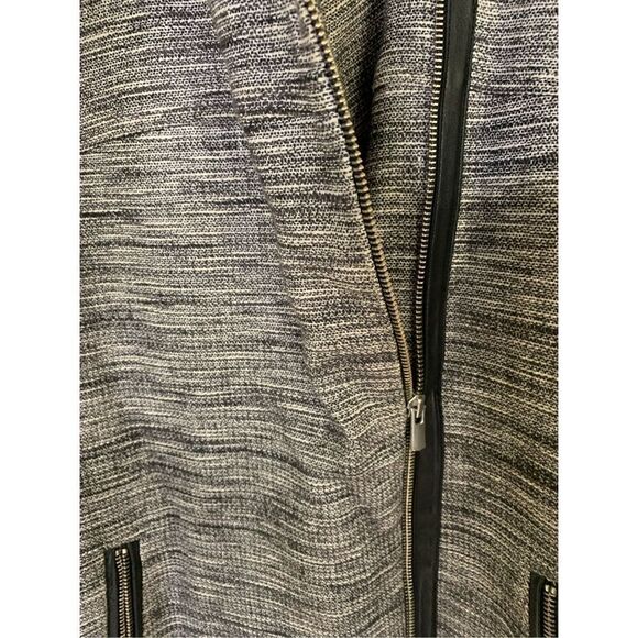 Maje Long Gray Cotton Linen Stretch Asymmetric Zip Coat women’s size 36 Small - Picture 4 of 11